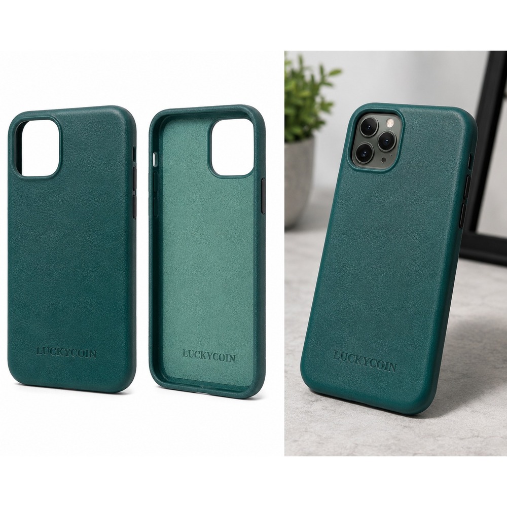 LUCKYCOIN Green Leather Texture Phone Case for iPhone 11 Pro New‎